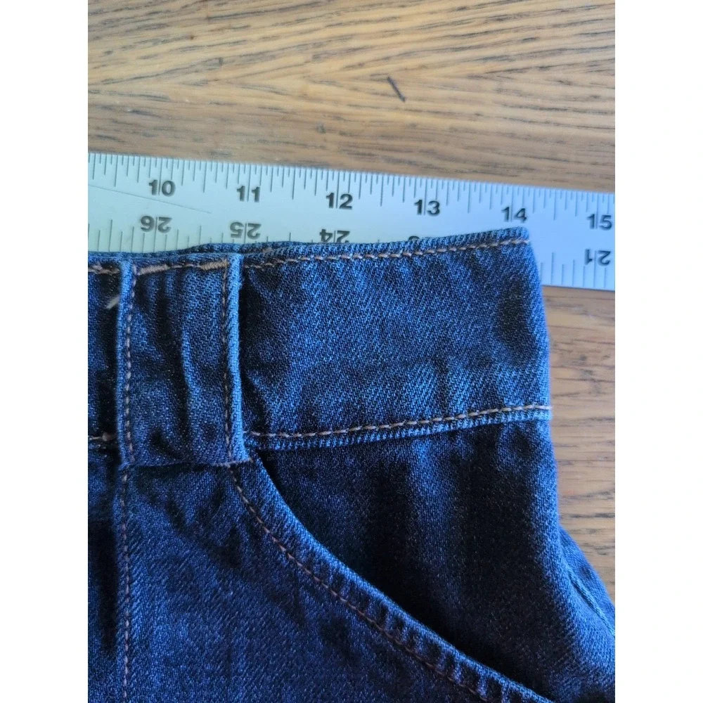 Sz 7 Hollister Womens Ultra High Rise Mom‎ Shorts  Blue Denim Cuffed Elastic EUC